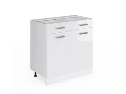 Vicco Küchenunterschrank R-Line Weiß Hochglanz/Weiß 80 cm ohne Arbeitsplatte