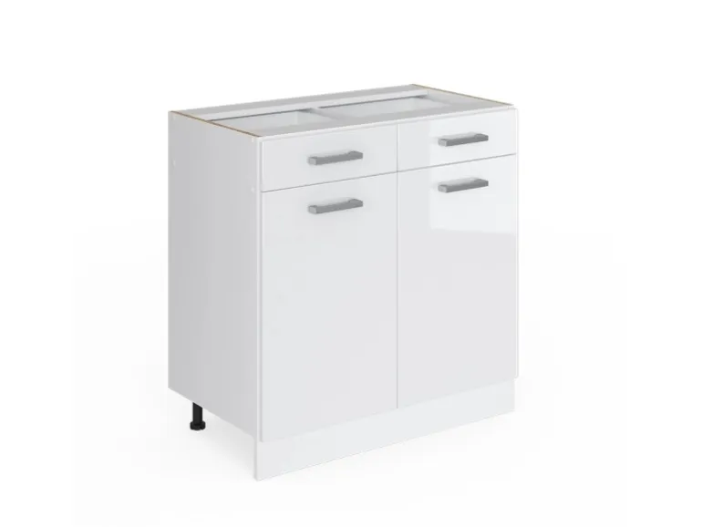 Vicco Küchenunterschrank R-Line Weiß Hochglanz/Weiß 80 cm ohne Arbeitsplatte