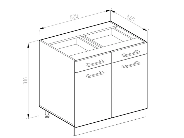 Vicco Küchenunterschrank R-Line Weiß Hochglanz/Weiß 80 cm ohne Arbeitsplatte