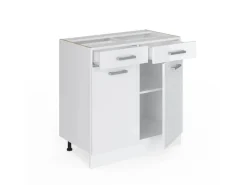 Vicco Küchenunterschrank R-Line Weiß Hochglanz/Weiß 80 cm ohne Arbeitsplatte