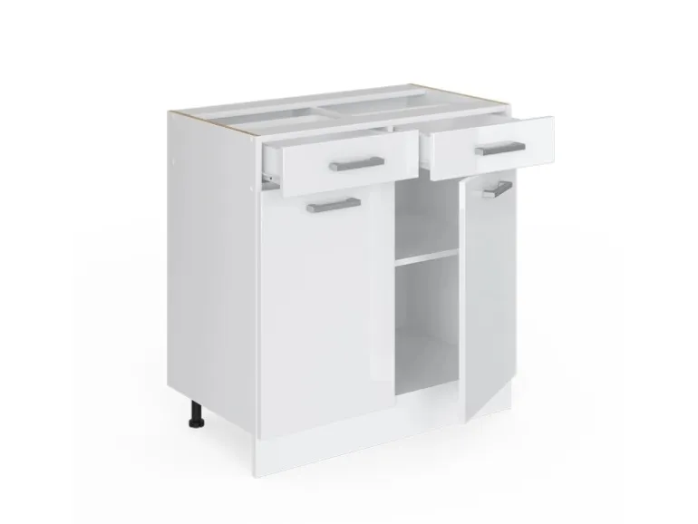 Vicco Küchenunterschrank R-Line Weiß Hochglanz/Weiß 80 cm ohne Arbeitsplatte