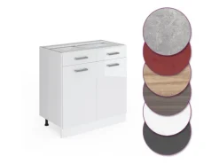 Vicco Küchenunterschrank R-Line Weiß Hochglanz/Weiß 80 cm ohne Arbeitsplatte