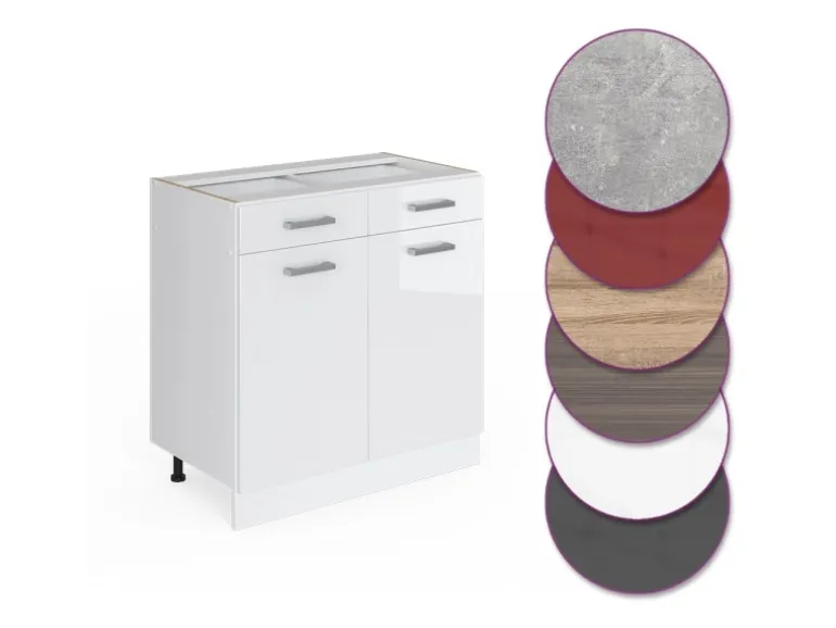 Vicco Küchenunterschrank R-Line Weiß Hochglanz/Weiß 80 cm ohne Arbeitsplatte