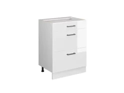 Vicco Küchenunterschrank R-Line Weiß Hochglanz/Weiß 60 cm mit Schubladen ohne Arbeitsplatte