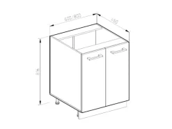 Vicco Küchenunterschrank R-Line Goldkraft Eiche/Anthrazit 60 cm J-Shape ohne Arbeitsplatte