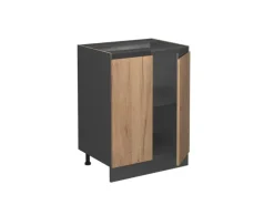 Vicco Küchenunterschrank R-Line Goldkraft Eiche/Anthrazit 60 cm J-Shape ohne Arbeitsplatte