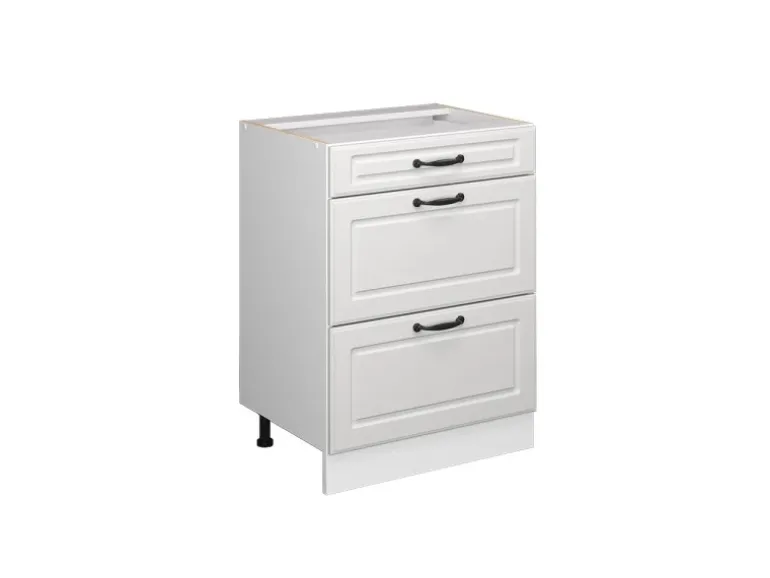 Vicco Küchenunterschrank R-Line Weiß Landhaus/Weiß 60 cm mit Schubladen ohne Arbeitsplatte