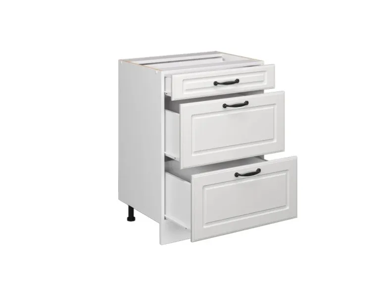 Vicco Küchenunterschrank R-Line Weiß Landhaus/Weiß 60 cm mit Schubladen ohne Arbeitsplatte