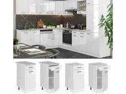 Vicco Küchenunterschrank R-Line Weiß Hochglanz/Weiß 40 cm ohne Arbeitsplatte
