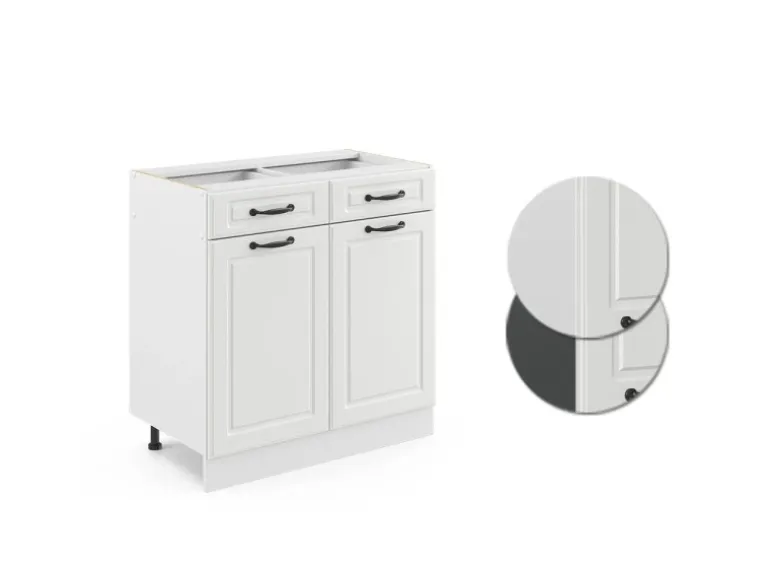 Vicco Küchenunterschrank R-Line Weiß Landhaus/Weiß 80 cm ohne Arbeitsplatte