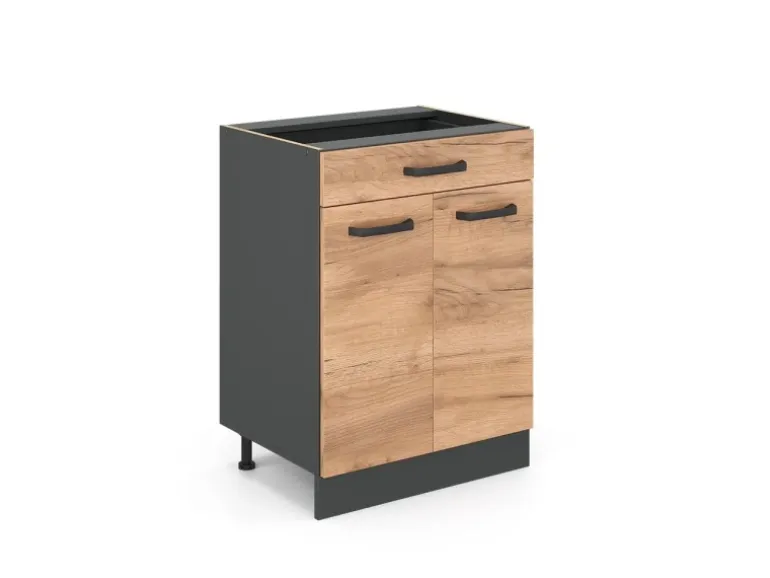 Vicco Küchenunterschrank R-Line Goldkraft Eiche 60 cm mit Schublade ohne Arbeitsplatte