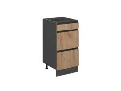 Vicco Küchenunterschrank R-Line Goldkraft Eiche/Anthrazit 40 cm J-Shape mit Schubladen ohne Arbeitsplatte