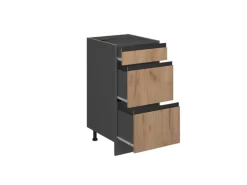 Vicco Küchenunterschrank R-Line Goldkraft Eiche/Anthrazit 40 cm J-Shape mit Schubladen ohne Arbeitsplatte