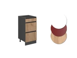 Vicco Küchenunterschrank R-Line Goldkraft Eiche/Anthrazit 40 cm J-Shape mit Schubladen ohne Arbeitsplatte