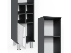 Vicco Midischrank Fynn Weiß Hochglanz/Anthrazit 30 x 131 cm Kleine Tür