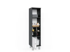Vicco Midischrank Fynn Weiß Hochglanz/Anthrazit 30 x 131 cm Kleine Tür