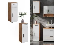 Vicco Midischrank Irma Eiche/Weiß Hochglanz 30 x 81 cm