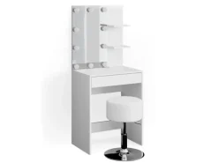 Vicco Schminktisch Isabelle Weiß 60 cm mit LED Beleuchtung und Hocker