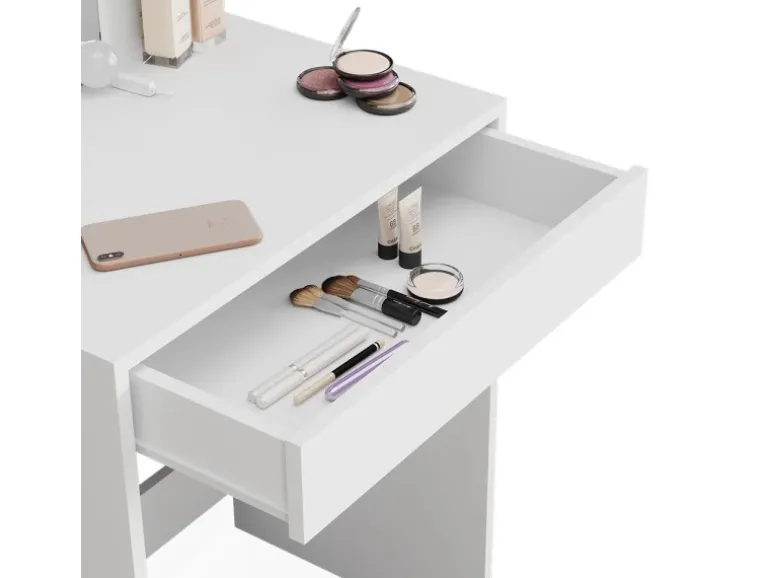 Vicco Schminktisch Isabelle Weiß 60 cm mit LED Beleuchtung und Hocker
