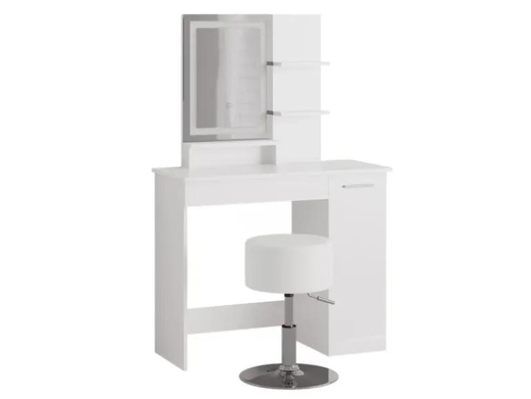 Vicco Schminktisch Julia Weiß 90 cm mit LED-Spiegel und Hocker