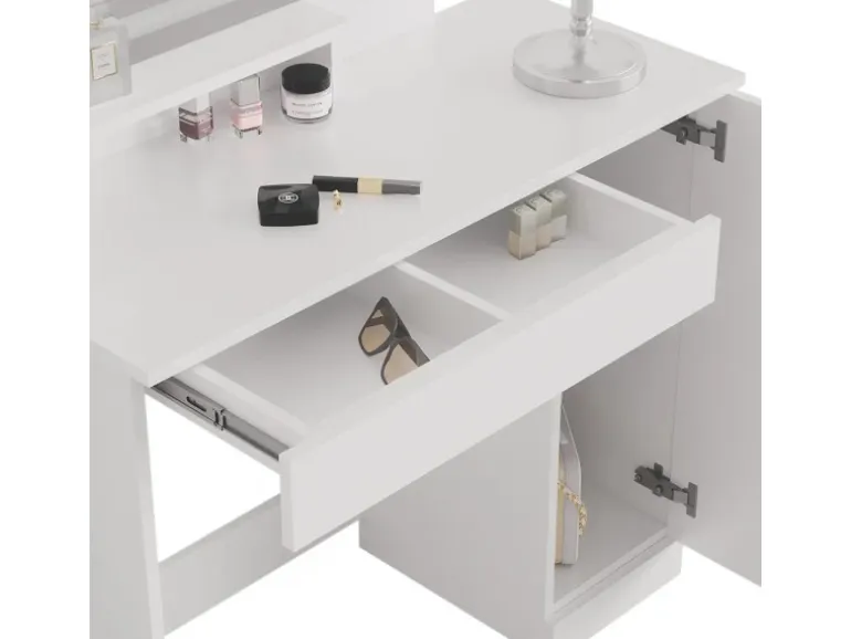 Vicco Schminktisch Julia Weiß 90 cm mit LED-Spiegel und Hocker