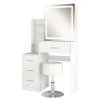 Vicco Schminktisch Lisca Weiß 80 cm mit LED-Spiegel und Hocker