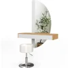 Vicco Schminktisch Melisa Weiß/Eiche 120 cm mit LED Beleuchtung und Hocker