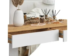 Vicco Schminktisch Melisa Weiß/Eiche 120 cm mit LED Beleuchtung