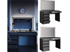 Vicco Schminktisch Sherry Anthrazit 120 cm mit LED-Spiegel