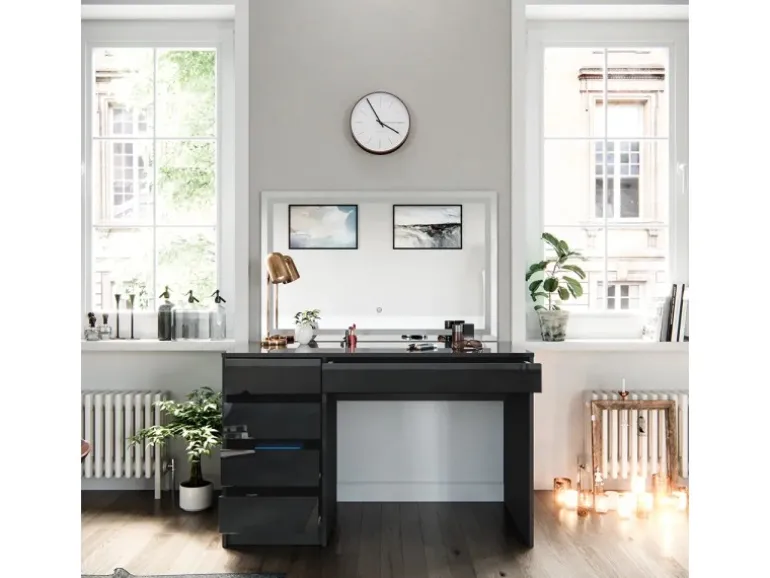 Vicco Schminktisch Sherry Anthrazit 120 cm mit LED-Spiegel