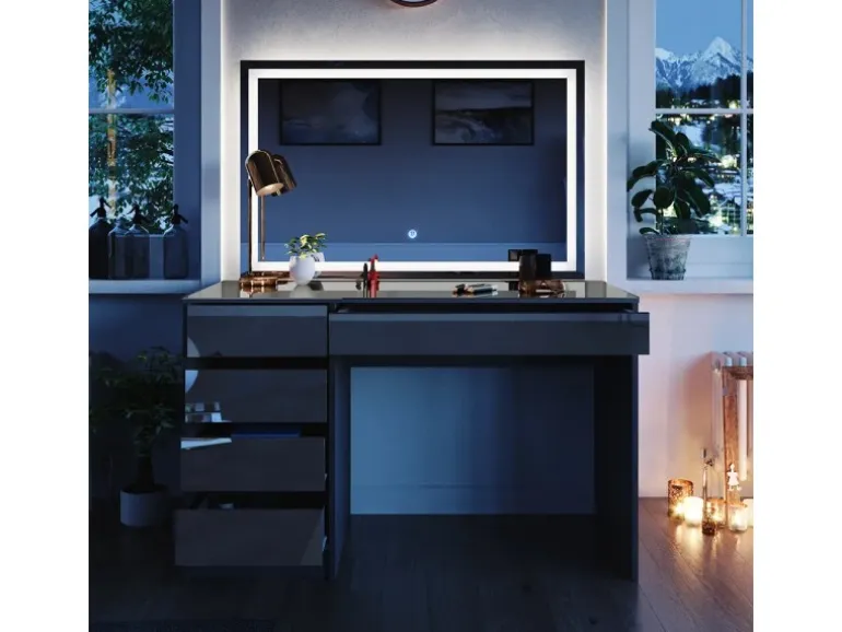 Vicco Schminktisch Sherry Anthrazit 120 cm mit LED-Spiegel