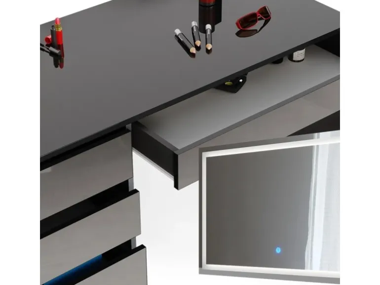 Vicco Schminktisch Sherry Anthrazit 120 cm mit LED-Spiegel