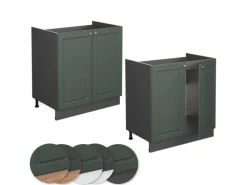 Vicco Spülenunterschrank Fame-Line Grün-Gold Landhaus/Anthrazit 80 cm ohne Arbeitsplatte