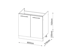 Vicco Spülenunterschrank Fame-Line Weiß Hochglanz/Weiß 80 cm ohne Arbeitsplatte