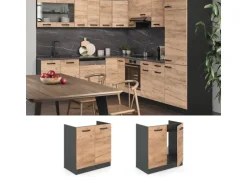 Vicco Spülenunterschrank R-Line Goldkraft Eiche/Anthrazit 80 cm ohne Arbeitsplatte