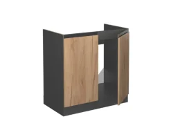 Vicco Spülenunterschrank R-Line Goldkraft Eiche/Anthrazit 80 cm J-Shape ohne Arbeitsplatte