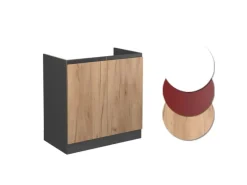Vicco Spülenunterschrank R-Line Goldkraft Eiche/Anthrazit 80 cm J-Shape ohne Arbeitsplatte