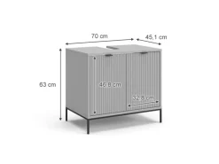 Vicco Waschbeckenunterschrank Eliza Grau 70 x 63 cm mit Türen und Schublade
