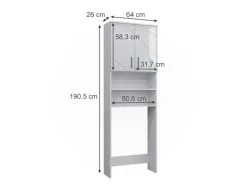 Vicco Waschmaschinenschrank Irma Weiß Hochglanz/Weiß 64 x 191 cm Badezimmerschrank für die Waschmaschine
