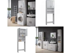 Vicco Waschmaschinenschrank Irma Weiß Hochglanz/Weiß 64 x 191 cm Badezimmerschrank für die Waschmaschine