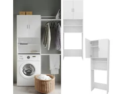 Vicco Waschmaschinenschrank Martha Weiß 64 x 190 cm mit 2 Kurzen Türen
