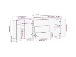 vidaXL Badezimmermöbel Set mit Regal 3-Tlg Weiß Massives Mango-Holz 3310047