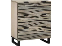 vidaXL Badezimmermöbel Set mit Regal 3-Tlg Weiß Massives Mango-Holz 3310047