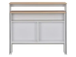 vidaXL Bartisch mit 2 Tischplatten Weiß und Eichefarben 130x40x120 cm