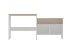 vidaXL Bartisch mit 2 Tischplatten Weiß und Eichefarben 130x40x120 cm