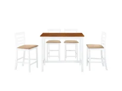 vidaXL Bartisch mit Stühlen 5-tlg. Massivholz Braun und Weiß