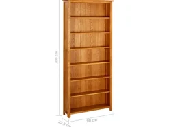 vidaXL Bücherregal 7 Fächer 90x22,5x200 cm Massivholz Eiche