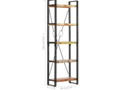 vidaXL Bücherregal 5 Fächer 60x30x180 cm Altholz Massiv
