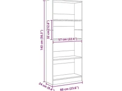 vidaXL Bücherregal Artisan-Eiche 60x24x143 cm Holzwerkstoff 857820