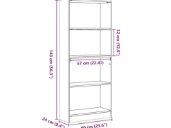 vidaXL Bücherregal Betongrau 60x24x143 cm Holzwerkstoff 857815